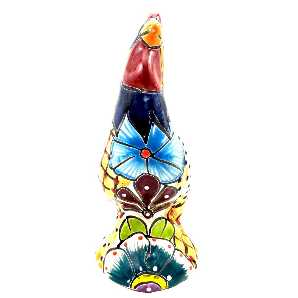 Talavera Rooster Multicolor Mexican Terra Cotta Pottery  9" Tall - Picture 8 of 16